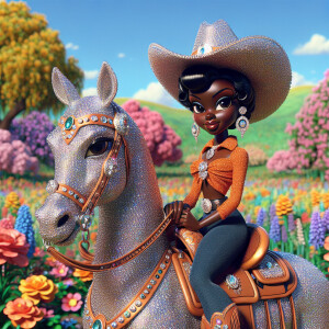 Create a 3D realistic image of an African-American woman with fe...