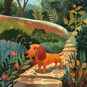 Draw a dachshund on a walk