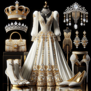 Create a 3D hyperrealistic style board featuring a white and gol...