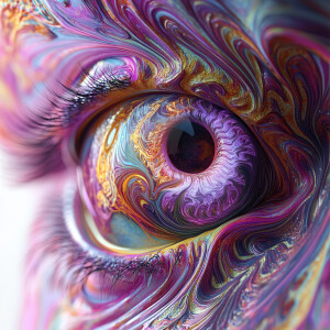 One Big Eye with Purple, dark pink, Blue-velvet, Yellow, Orange-...