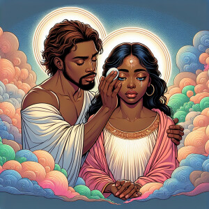 Ensure that the image distinctly represents both Jesus Christ an...