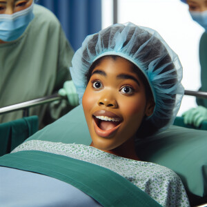 A 22-year-old Dominican woman lies on the operating table lookin...