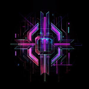 Design a futuristic cyberpunk-style logo for Pyaterochka магазин...