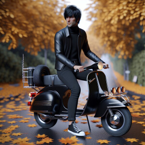 Photorealistic Black haired, tan skinned man, wearing all black,...