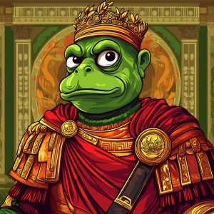 Pepe with pumped-up lips of a bright red color in carton style...