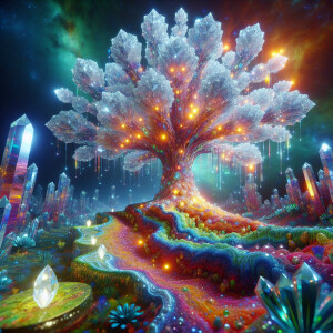 A luminous crystalline structure, refracting light in a myriad o...