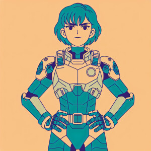 1990s anime screencap, girl a plugsuit, standing with hands on h...