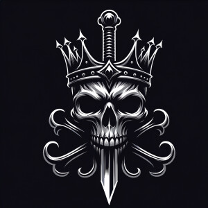 Sword skull black crown logo