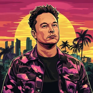 Elon Musk in GTA art style,  , in the style of a Grand Theft Aut...