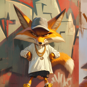 funny caricature, gangster fox character caricature, elderly eur...