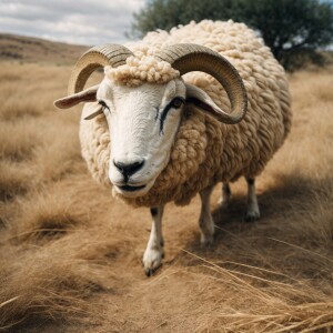 A courageous sheep with a swollen visage after surviving a venom...