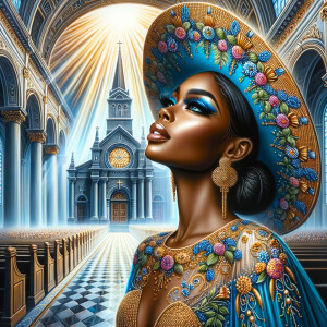 Create an airbrush oil painting of an African American woman wit...
