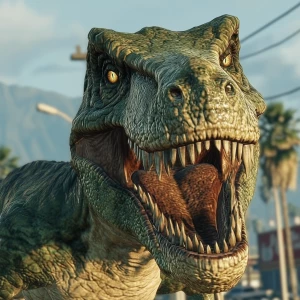 generate dino meme in GTA style