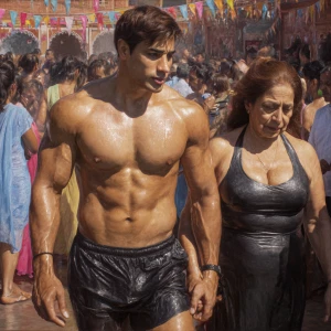 hyperrealism photo painting,a muscular beefy criminal kashmiri s...