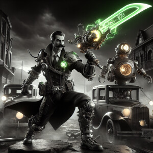 A black and white image of a Jedi as he would appear in the 1930...