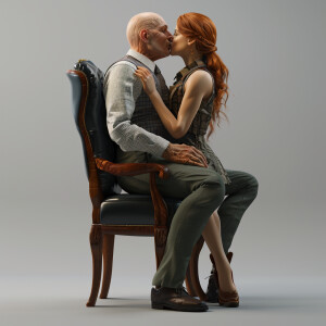 A photorealistic high resolution image. Light ginger haired fema...