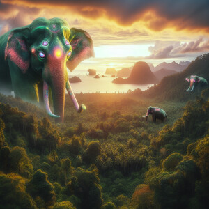 Ko Chang island with alian elephants