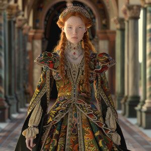 Create a photorealistic image of a light ginger-haired model wal...