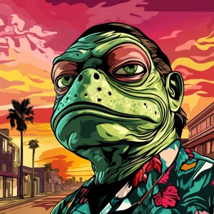 MEME PEPE in GTA art style — — in the style of a Grand Theft Au...