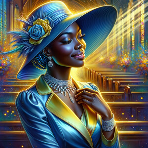 A spiritually enriching illustration portrays an African America...