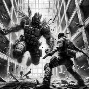 black and white high contrast oil painting style, photorealistic...