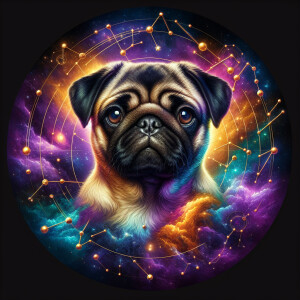 Adorable pug extremely detailed and rendered intensely. A headsh...