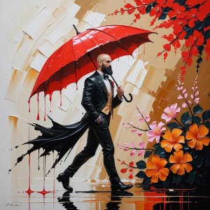 Create an acrylic knife painting using the impasto technique tha...