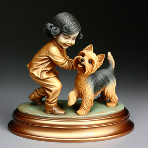 Prompt: porcelain Statue of a very light skin caramel brown Lati...