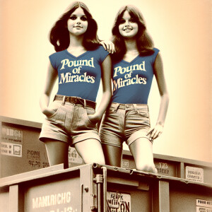 Faded photograph from 1973. Two gorgeous 24-year-old brunette wo...