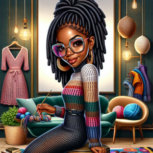 "Create a cartoon caricature of a beautiful, 27-year-old African...