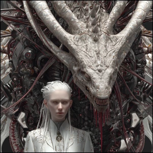 Photorealistic lucid nightmare Grimdark horror fantasy. A white...