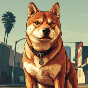 generate shiba meme in GTA style