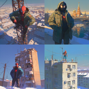 Spider man in northern Russia city