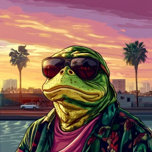 MEME PEPE in GTA art style — — in the style of a Grand Theft Au...