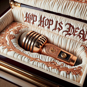 an image of a casket with the lid open, the words "Hip Hop Is De...