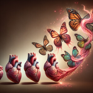 Heart and lung morphing into butterflies