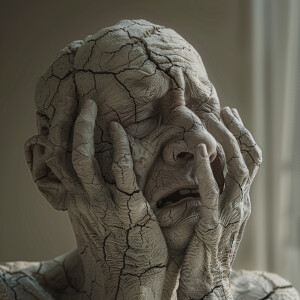 A person with dry, wrinkly skin is depicted in super high resolu...