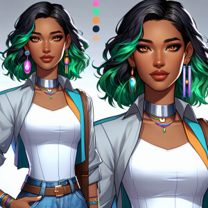 Create a stunning character description of a young African Ameri...