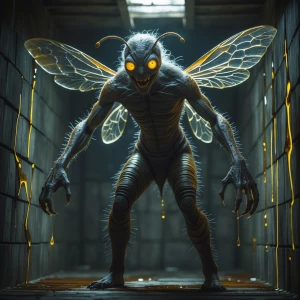 "In the shadows of a dimly lit, abandoned apiary, an unsettling...