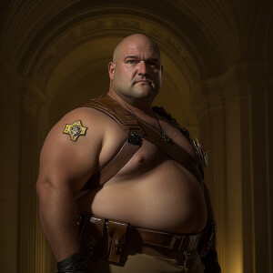 Lifesize digital photography portrait of a middle aged fat obese...