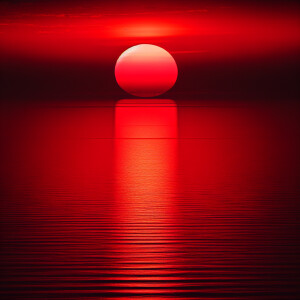 Красивый красный закат на море