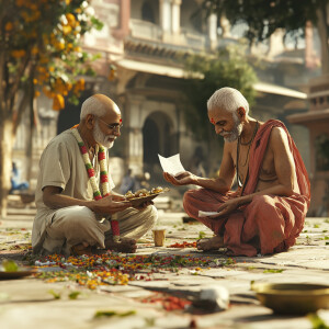 Mahatma Gandhi celebreating his birthday with Indian uncle in th...