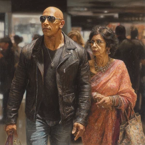Photo hyperrealism,painting.a bodybuilder indian criminal man ,w...