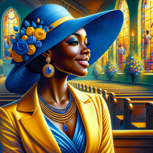 A spiritually enriching illustration portrays an African America...