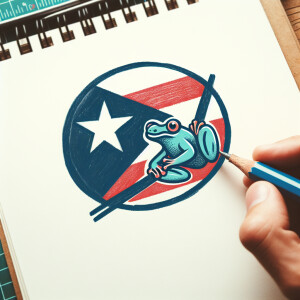 Puerto Rican flag and frog