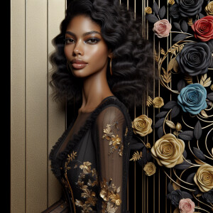 Create a vertical 3-D portrait of a light-skinned African-Americ...
