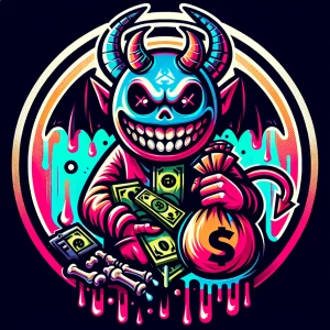 Create a vibrant cartoon-style logo with a circular border. The...