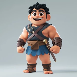 A cartoon character designed with a large, exaggerated smiling f...