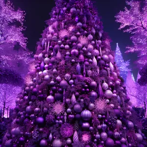 Create an image of a Christmas tree adorned entirely in various...