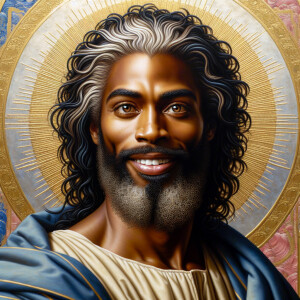 An oil painting of a light-skinned African American man resembli...